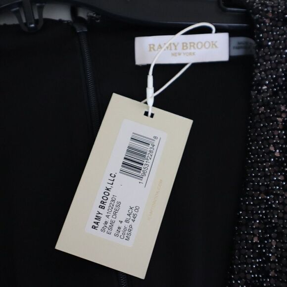 Ramy Brook A1022301 Women's Sz 4 Black Esme Sequin Long-Sleeve Mini Dress - Picture 7 of 12
